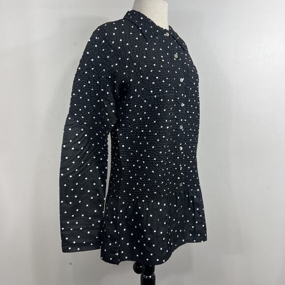 Yoshiki Hishinuma Vintage Black Polka Dot Blouse Size 2/Medium - Picture 4 of 9
